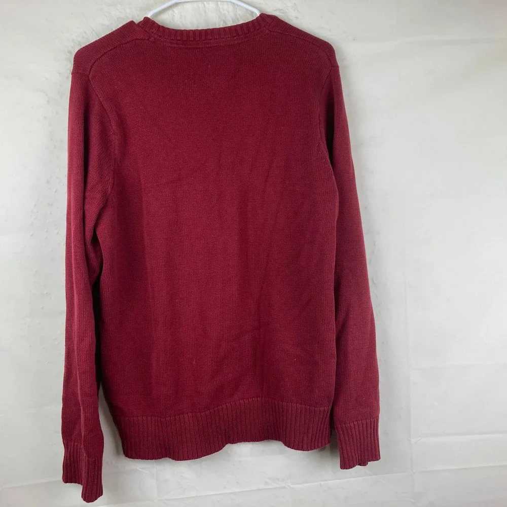 Vintage‎ Eddie Bauer Crewneck Sweater Mens M Burgundy Red Cotton Knit USA Preppy